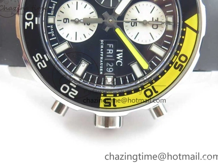 MIROTIME 0216 Aquatimer Chrono IW376702 SS BLS 1:1 Best Edition Black Dial on Black Rubber Strap A WellDesigned 7105